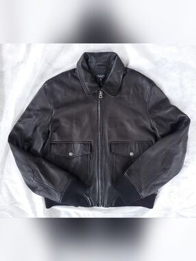 Rag & Bone Cropped Black Lamb Leather Bomber Jacket | Large